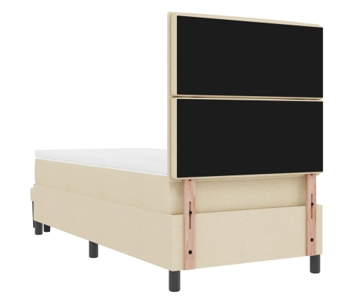 Cama de Somier  con Colchón y Banco Crema 100x200 cm Tela