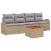Conjunto de Sofás de Jardín de 5 Piezas con Cojines Beige de Ratán Sintético y Acacia