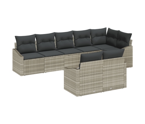 Conjunto de Sofá de Jardín 8 Piezas Gris Ratán