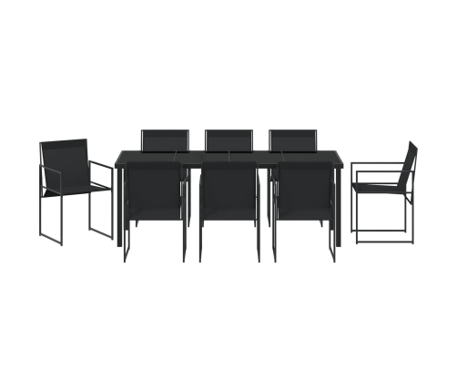 Juego de Comedor de Jardín de 9 Piezas Negro Textilene y Acero