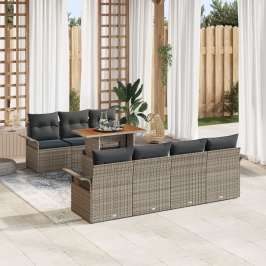 Conjunto de Sofá de Jardín  Set de 8 Gris Ratán