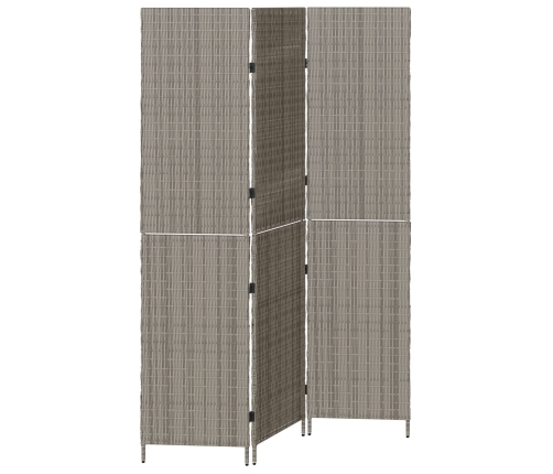 Divisor de habitación  3 paneles plegable gris 147x180 cm ratán polipropileno