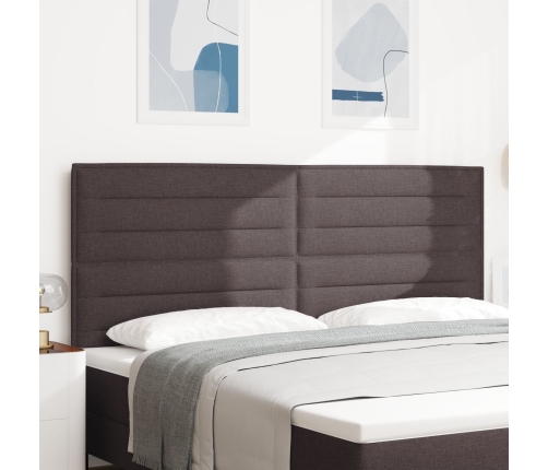 Cabecero LED Diseño Líneas Marrón Oscuro 100 cm Tela