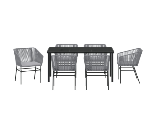 Set de Comedor de Jardín  de 2 Piezas con Cojines Gris Poliratán