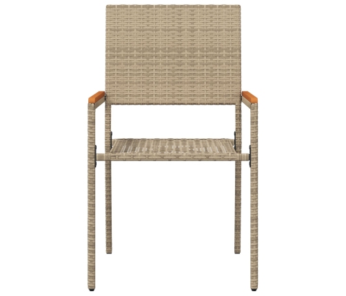 Sillas de jardín apilables  con cojines, 2 piezas, Beige, Ratán