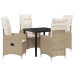 Set de Comedor de Jardín de 5 Piezas  con Almohadones Beige Poliratán