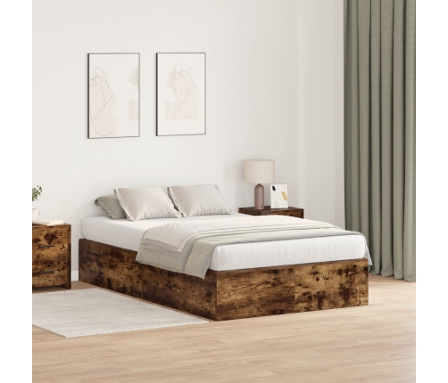 Estructura de Cama de Almacenamiento  Roble Ahumado 120x190 cm
