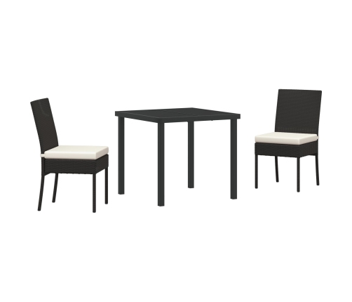 Juego de Comedor de Jardín  3 Piezas Negro Poliratán