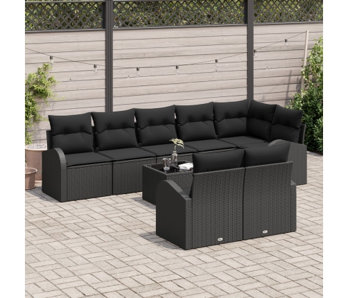 Conjunto de Sofá de Jardín de 9 Piezas con Cojines Ratán Beige