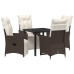 Set de Comedor de Jardín de 5 Piezas de  con Cojines Marrón Poliratán