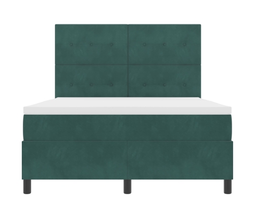 Cama Box Spring  con Colchón Verde Oscuro 160x200 cm Terciopelo