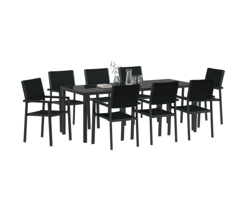 Juego de Comedor de Jardín  de 9 piezas Negro Poly Ratán
