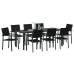Juego de Comedor de Jardín  de 9 piezas Negro Poly Ratán