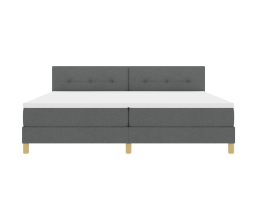 Cama con Base de Muelles con Colchón Gris Oscuro 200x200 cm Tela