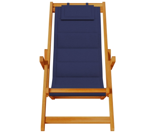 Sillas de Playa Plegables  2 pcs Azul Madera Maciza de Acacia y Textileno