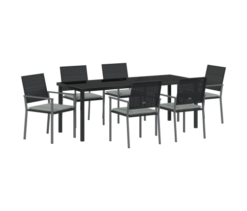 Set de 4 Negro Polirratán, acero recubierto en polvo