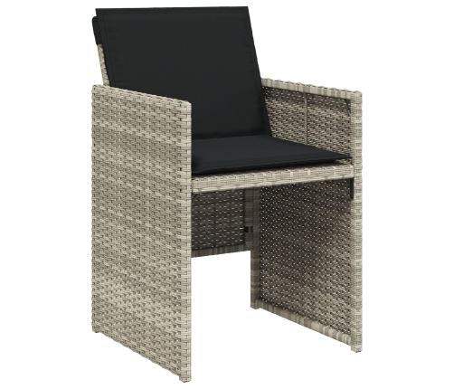 Conjunto de Comedor Jardinero de 5 Piezas con Cojines de Ratan PE Gris Claro