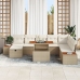 Conjunto de Sofá de Jardín de 9 Piezas con Cojines Beige Ratan