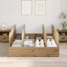 Cama con Almacenamiento Roble Artesanal Madera Elaborada Doble