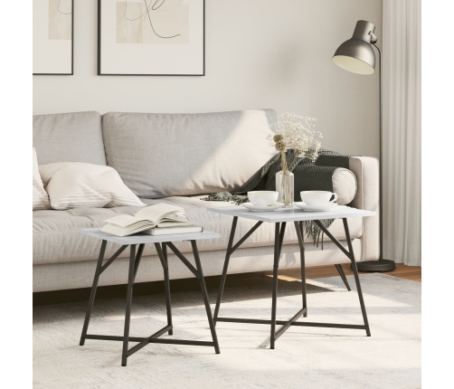 Mesa Auxiliar  2 pcs Gris Sonoma de Madera y Metal