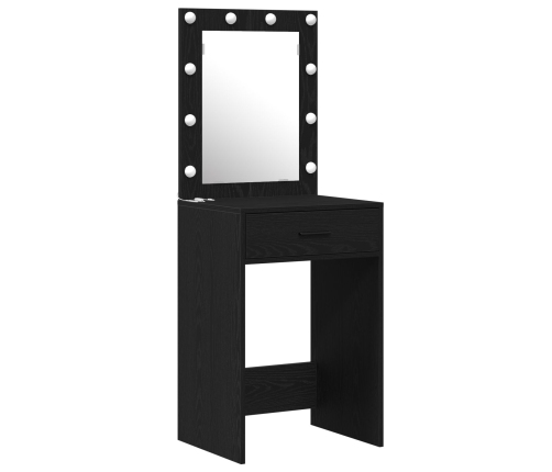 Set de Mesa de Tocador de 2 Piezas  con LED de Madera Elaborada Negra