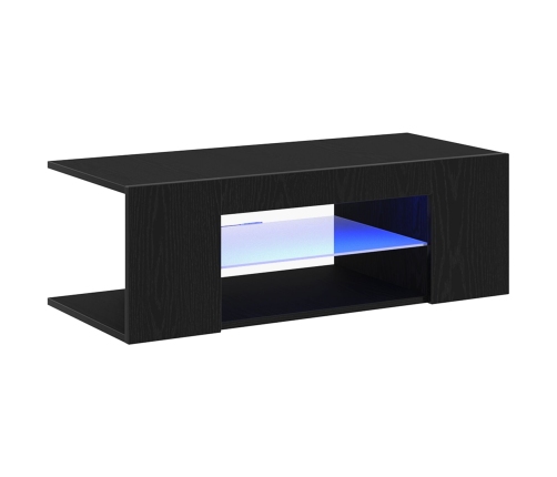 Mueble de TV  con luces LED en roble negro, 90x39x30 cm, de madera elaborada