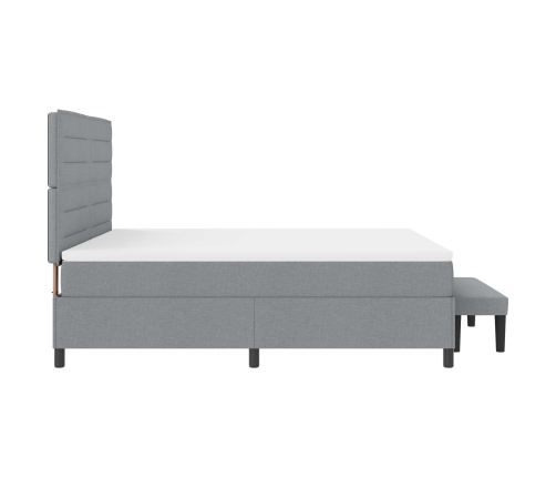 Cama de muelles  con colchón y banco gris claro 180x200 cm tela