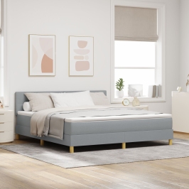 Cama de Somier con Colchón Gris Claro 180x200 cm Tela