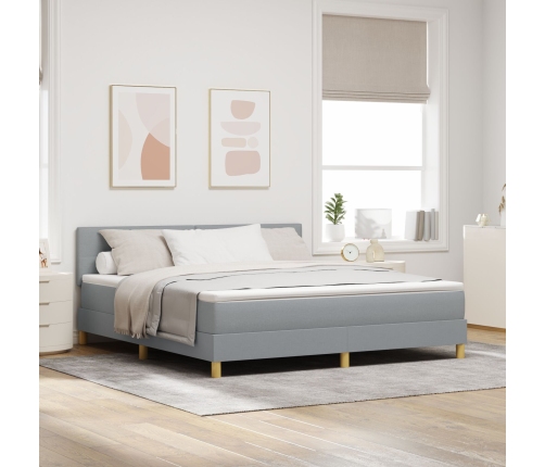 Cama de Somier con Colchón Gris Claro 180x200 cm Tela