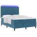 Cama con Box Spring y Colchón  & LED Azul Oscuro 160x200 cm de Terciopelo