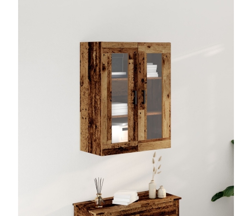 Gabinete Montado en la Pared de  con Puertas de Vidrio - Madera Vieja - 69.5x34x90 cm