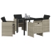 Conjunto de Comedor Jardinero de 5 Piezas con Cojines de Ratan PE Gris Claro