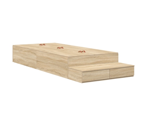 Cama con almacenamiento  Roble Sonoma Madera sólida, Madera compuesta