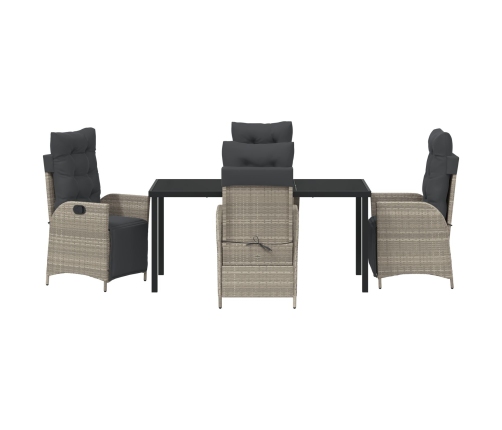 Conjunto de Comedor de Jardín de 5 Piezas Gris Claro Poliratán