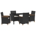 Conjunto de Comedor de Jardín  de 5 Piezas con Cojines Negro Poliratán