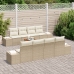 Conjunto de sofá de jardín  de 9 piezas con cojines beige poliratán acacia.