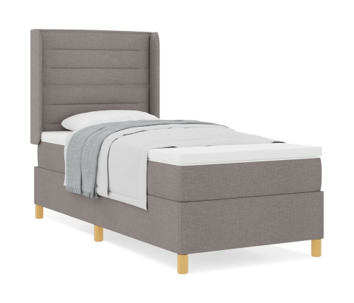 Cama con somier  y colchón Taupe 100x200 cm Tela