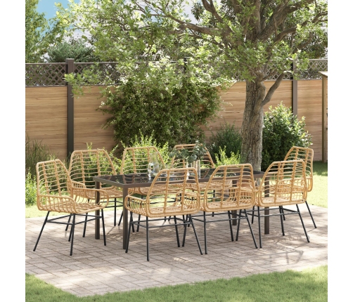 Conjunto de Comedor de Jardín  de 9 Piezas Marrón Poliratán