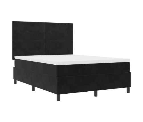 Cama con somier  y colchón Negro 140x200 cm Terciopelo