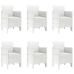 Conjunto de 7 Piezas de Juego de Comedor de Jardín  con Cojines Blanco Poliratán