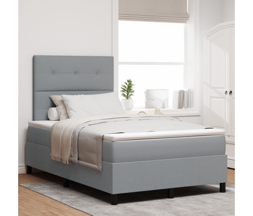 Cama con somier y colchón gris claro 120x200 cm de tela