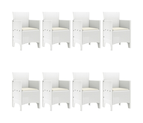 Conjunto de comedor de jardín de 9 piezas con cojines blanco poliratán