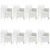 Conjunto de comedor de jardín de 9 piezas con cojines blanco poliratán