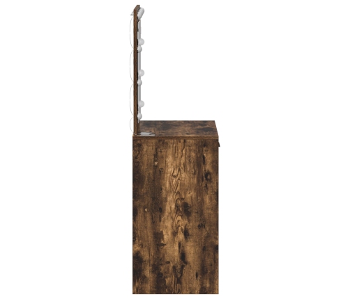 Mesa de Tocador  con Luces LED Roble Ahumado 50x41x135 cm