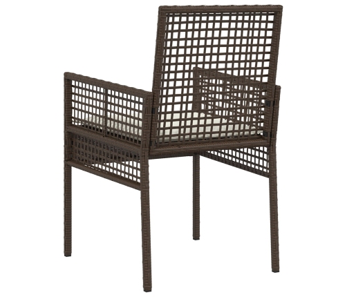 Sillas de Jardín  2 pcs con Cojines Marrón Poliratán