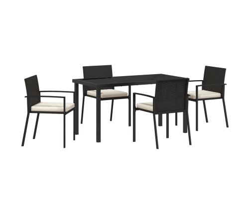Conjunto de Comedor de Jardín  de 5 Piezas en Negro de Poliratán