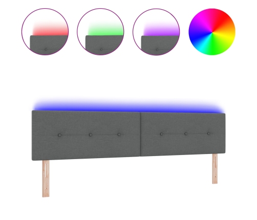 Cabezal LED  acolchado con botones gris oscuro 100 cm de tela