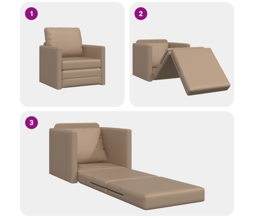 Sofá cama  2 en 1 Cappuccino 74x77x81 cm de cuero sintético