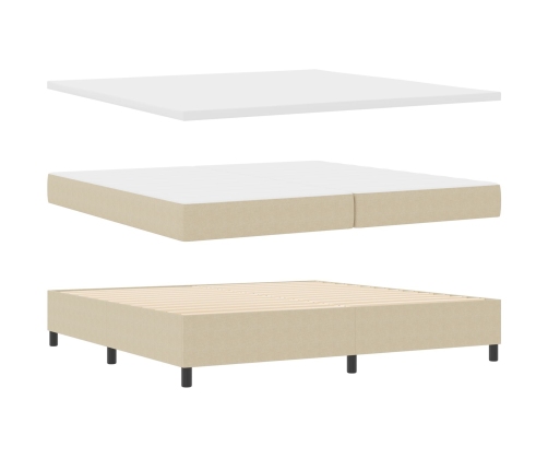 Cama con Somier  con Colchón Beige Claro 200x200 cm Tela de Sarga