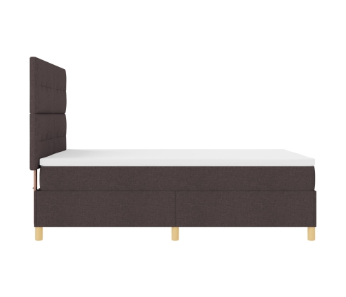 Cama con Base y Colchón Marrón Oscuro 140x190 cm Tela